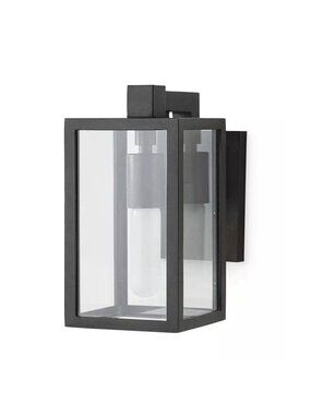 Serena & Lily Warwick Small Outdoor Sconce-Black Frame/Clear Glass
